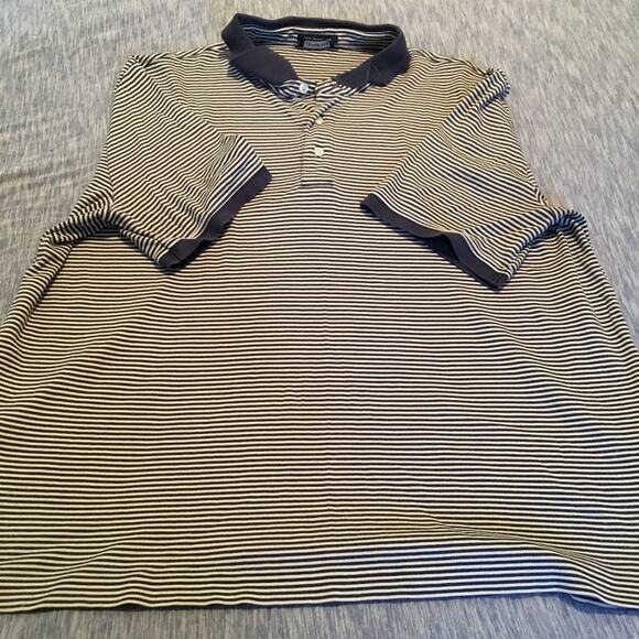 Lands' End Short Sleeve Striped Polo Gray XL - Picture 1 of 8